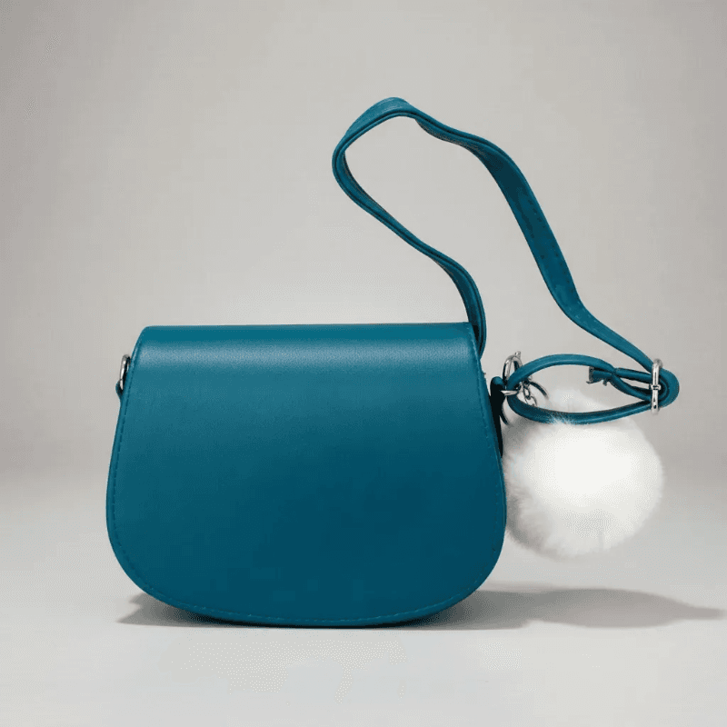Mini Bag Cartera Bandolera Cuero Sintético Con Pompón - imagen 2
